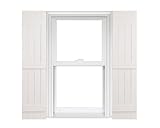 Polaris Homeside 4 Board and Batten Joined Vinyl Shutters (1 Pair) 14-1/2in. x 47in. - 930 White