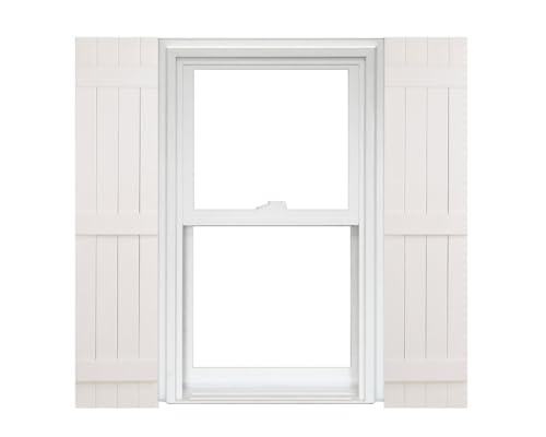 Polaris Homeside 4 Board and Batten Joined Vinyl Shutters (1 Pair) 14-1/2in. x 51in. - 930 White