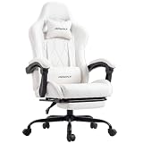 Dowinx Gaming Chair with Footrest, Ergonomic Office Chair, White