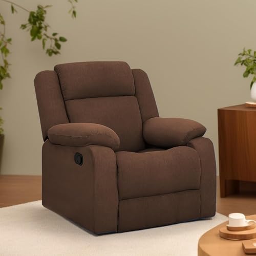 Image of Casaliving Milio Comfy Fabric Single Seater Recliner Chair, Sofa for Relaxing, Chair for Home Relax (Brown Fabric) | Premium Sofa Set