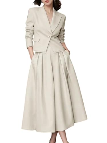 Women's Spring Set Elegant Office Blazer Dress with Long Sleeve