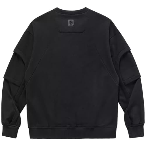 Black Sweatshirt Men Streetwear Techwear Sweatshirts Spring Autumn Fashion Design Techwear Male Cotton Sweatshirts2