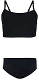 Aquarti Mädchen Bikini Set Bustier Bikinislip Zweiteiliger Badeanzug, Farbe: 038 Jacquard Punkte Schwarz, Größe: 164