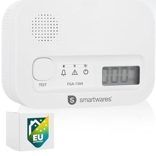 Smartwares Kohlenmonoxid melder, 10 Jahre Sensor, 1.5 Testsieger Wertung, mit Display und Testknopf - FGA-13041 Smartwares Kohlenmonoxid melder, 10 Jahre Sensor, 1.5 Testsieger Wertung, mit Display und Testknopf - FGA-13041