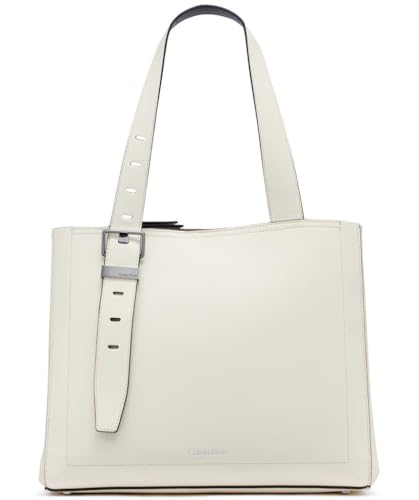 Calvin Klein Lowen Triple Compartment Tote, White/Black, One Size