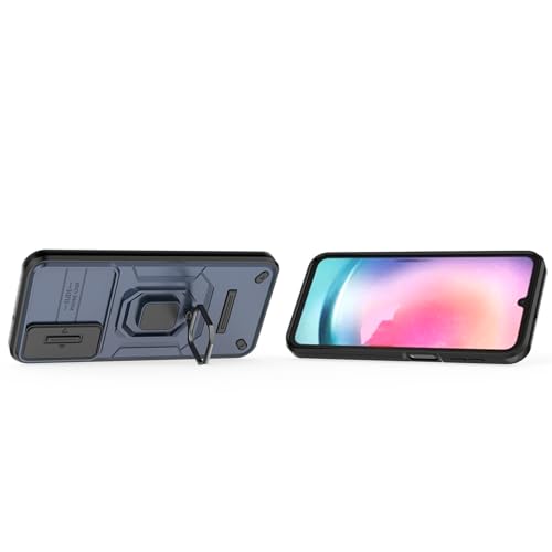 Image of CamShield Pro Case with Slide Camera Protection and 360 Protection Ring Stand Bumper Back Case Cover for Samsung Galaxy A24 4G (Blue)