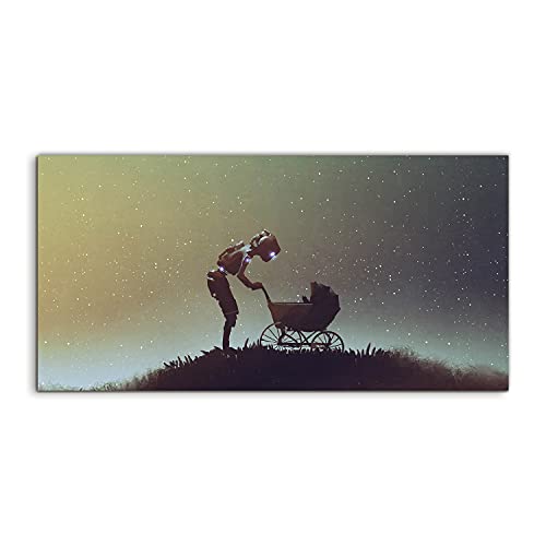 Art mural acrylique haut de gamme 100x50cm finition brillante bébé robot