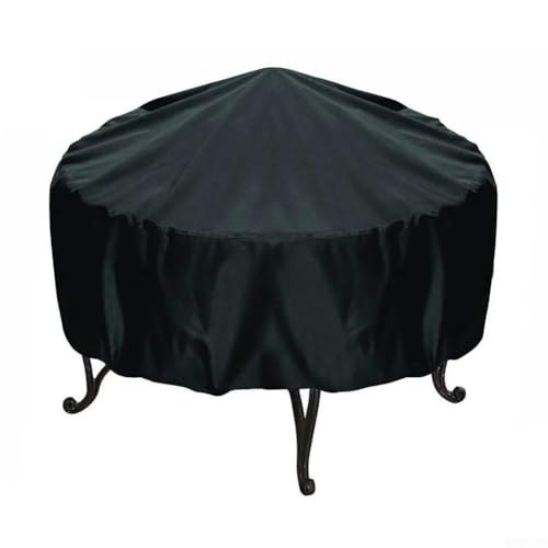 Housse de protection ronde pour barbecue de jardin, très résistante, imperméable et résistante aux UV avec sangles coupe-vent - Noir - 84 x 50 cm