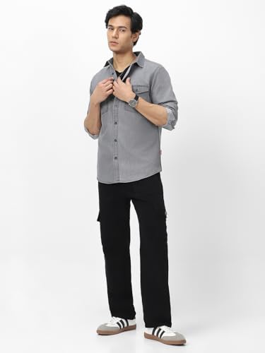 Image of Urbano Fashion Men's Full Sleeve Regular Fit Casual Denim Shirt