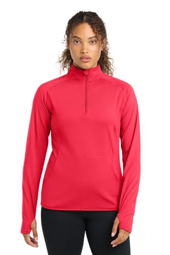 SPORT-TEK Women's Sport-Wick Stretch Quarter Zip Pullover | Lightweight Spring Jacket for Women, Quarter Zip Workout Jacket