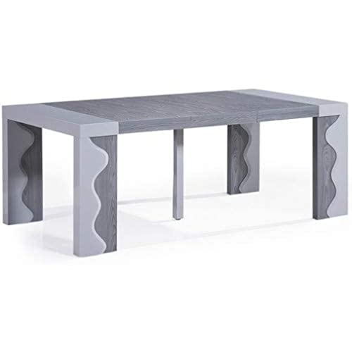 Menzzo AT8210L Contemporain Ariel XL Table Console Bois Laqué Gris/Chêne Gris 50/100/150/200/250 x 100 x 75 cm