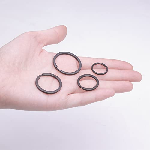 40 Pack Key Ring Keychain Mix 4 Sizes Black Metal Flat Split Key Chains Rings for Home Car Dog Tag Office Lanyards Keys Attachment