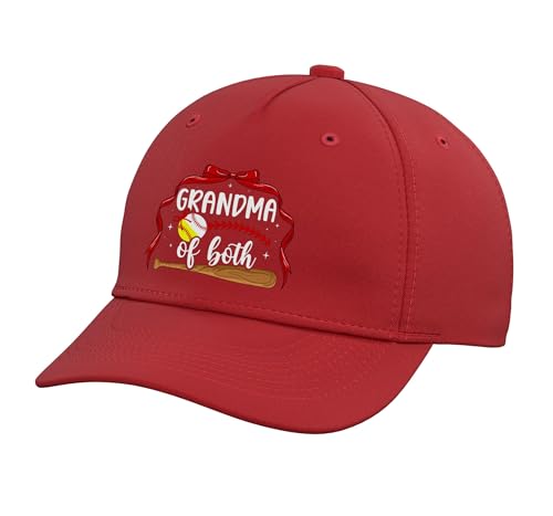 Grandma of Both Coquette Baseball Softball Grandma Adjustable Printed Baseball Hat, Red