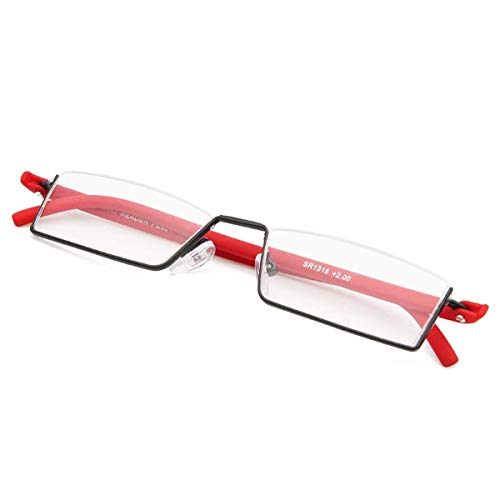 Reading Glasses with Ultralight TR90 Frame Reading Aid Half Glasses Made of Metal Frame with Half Frame Viewing Aid with Glasses Case for Men and Women (Red - Image 4
