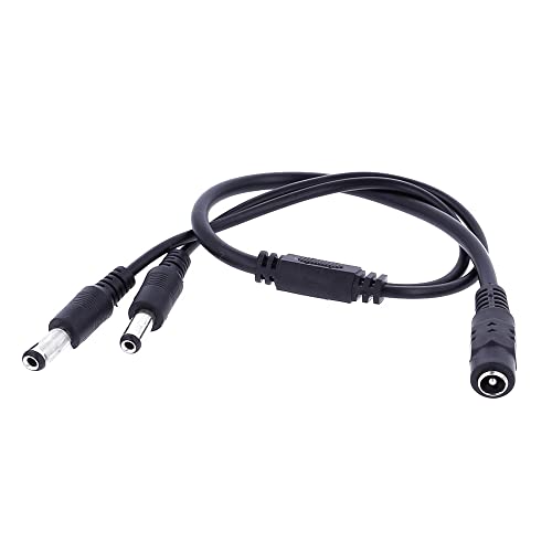 REY Cable Divisor de Corriente DC para CCTV 1 Hembra a 2 Machos 5,5 x 2,5 mm