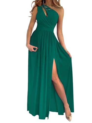 iSpchen,Abito da Sole Donna Elegante Lungo a Vita Alta con Spalle Scoperte,Verde S
