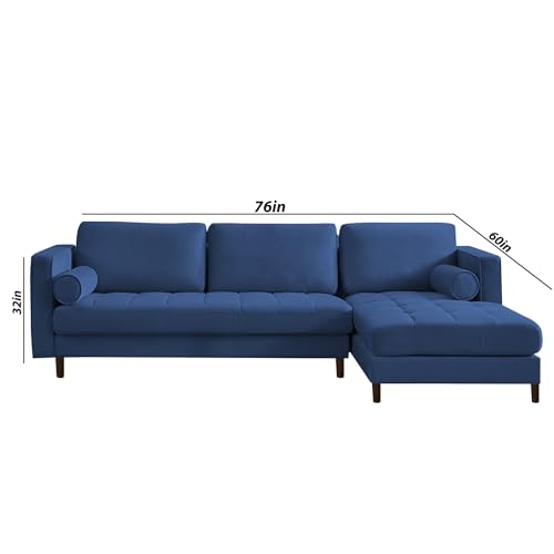 Image of Lezra RHS 4 Seater L Shape Sofa Set for Living Room (Blue Fabric) Premium Fabric Sofa
