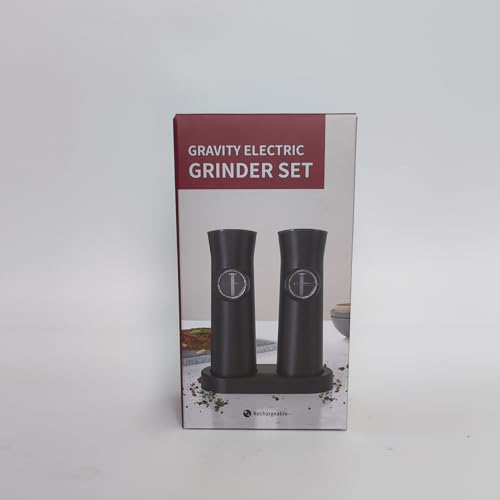 Conjunto de moedor elétrico de sal e pimenta gravity - Moedor de pimenta automático recarregável com