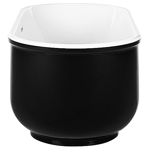 Moderne Acryl Badewanne oval freistehend schwarz mit Überlauf 170 x 80 cm Pinel
