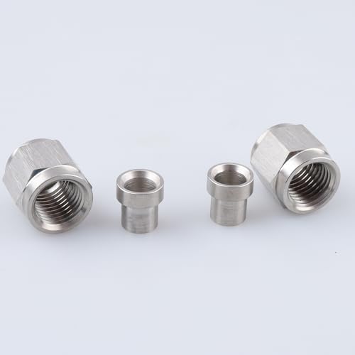 AC PERFORMANCE Stainless Steel Hardline Fitting -3 AN AN3 Female Tube Nut and Sleeve For 3/16'' 3/16 inch 4.76mm outer diameter alloy Tube Hose Line Fitting, Pack of 2
