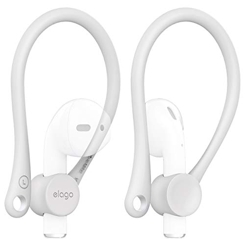elago イヤーフックホルダー Apple AirPods 1 & 2 対応 - アクティビティ用に設計、ストラップホール、TPU イヤーフック (ホワイト)