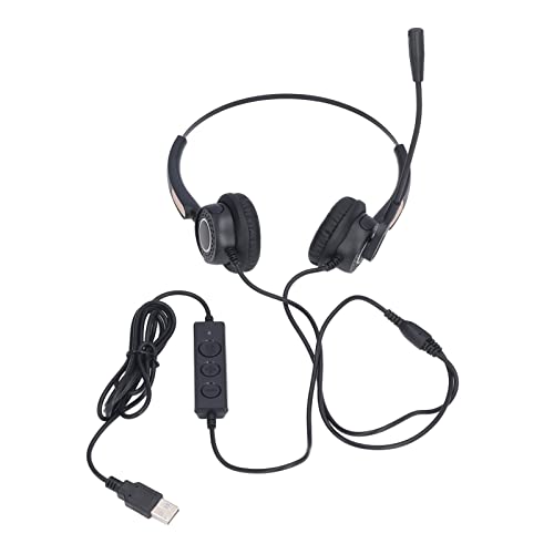 YedaHcy Wired Telephone Headset with Noise Reduction, Ergonomic Design, Adjustable Volume Control, USB Computer Headset for Online Classes and Business Use