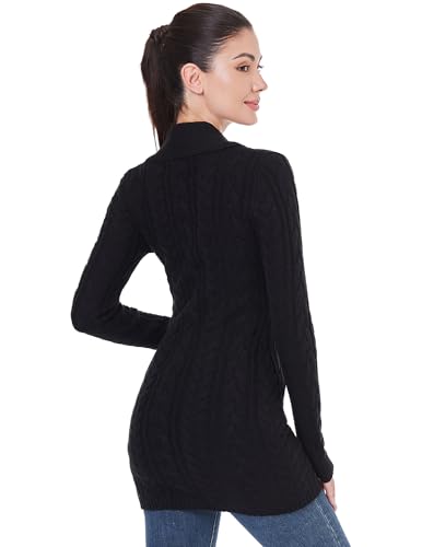 AmélieBoutik Women Fall Long Sleeve Cable Knit Sweater Open Front Cardigan Button Fit Outerwear3