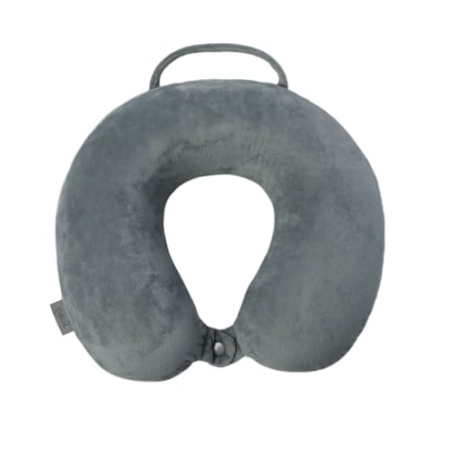 TOTTO - Almohada de Viaje para Cuello, Modelo Jet Pillow, Almohada de Cuello, Memory Foam, Adaptable, Textura Suave, Soporte Ergonómico, Broche para Asegurar la Almohada al Cuello, Estampado Monument