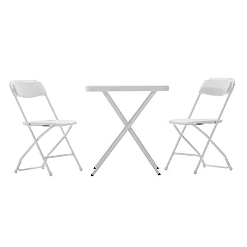 GARDIUN KMS102 - Set de Jardin Pliable 1 Table et 2 chaises Bonaire en résine et Acier Blanc pour la terrasse, Le Balcon ou Le Camping Léger et Facile à Plier en intérieur/extérieur