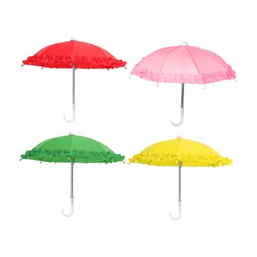 LIFKOME 4個 用ミニ傘点 可愛いシンプルカラー ミニチュア傘 マイクロ景観用 屋内装飾 屋根付きおもちゃ お祝い 向け