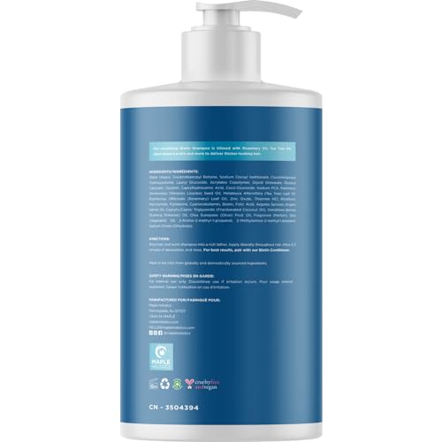 Image of Rosemary and Biotin Shampoo for Thinning Hair - Vegan Volumizing Shampoo for Fine Hair with B Vitamins Argan Oil & Tea Tree Essential Oil - Paraben Silicone and Sulfate Free Vegan Formula (25 Fl Oz)