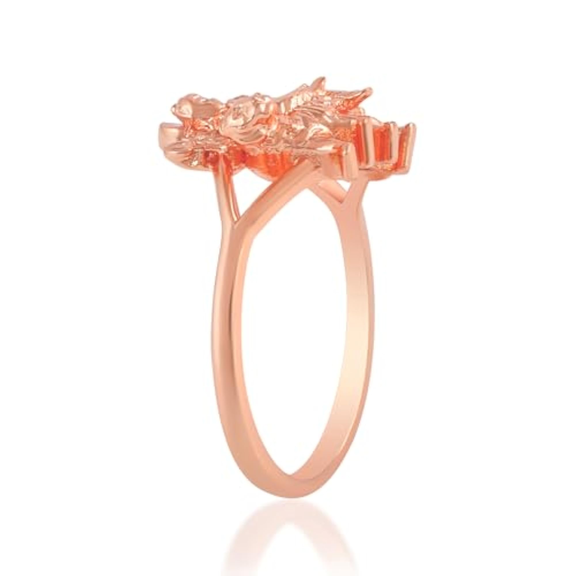 Brass Rose Gold Plated Hindu Goddess Durga Ring