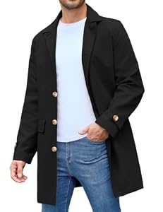 Xnova Herren Trenchcoat Leicht Vielseitige Übergangsjacke(Schwarz,XL)