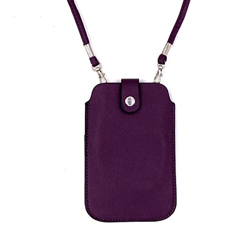Leather Neck Pouch for Phone (Style 2) - Purple