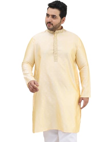 Image of SOJANYA Plus(Since 1958), Men's Silk Blend Self Design ONLY Long Kurta
