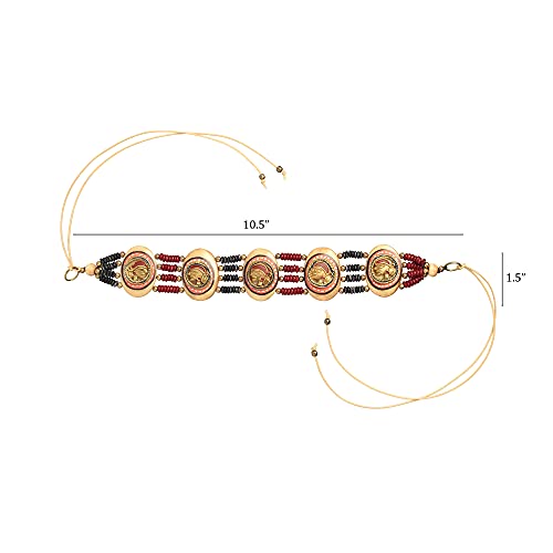Image of AAKRITI ART CREATIONS Royal Empress Handcrafted Tribal Dhokra Necklace & Choker Collection | Artisan Ethnic Brass Jewelry with Oval & Square Designs, Amulet & Talisman Styles for Women