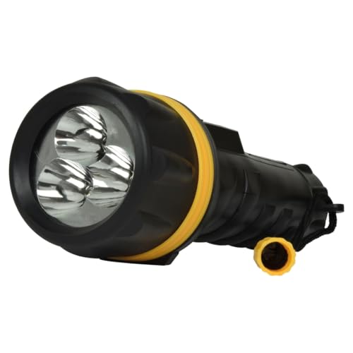 Vellcom Linterna LED mediana de 3 LED – Linterna de bolsillo resistente y brillante, linterna de goma resistente a la intemperie con correa de muñeca baterías incluidas - RT5149-3L