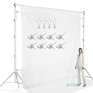 LimoStudio 10 ft. Wide x 10 ft. High (New Generation) White Backdrop Stands, White Matt Surface Metal Body Frame, Enhanced Stability, White Spring Clamp & Stretchy String Clip, Party, Event, AGG2612