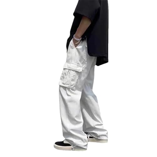 Men Cargo Pants Hip Hop Sweatpants Mid Waist Loose Multi Pocket Straight Pants