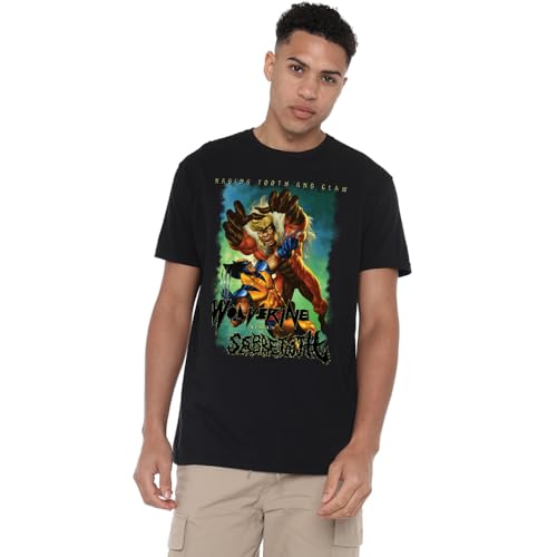 Image of Marvel Heavy Metal Wolverine Versus Sabretooth Unisex T Shirt, Black, XXXX-Large