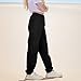 Pants for Girls Elastic Mid-Rise Full Length Travel Y2K Streetwear Quick Dry Classic Fashion Pants with Pocket Black