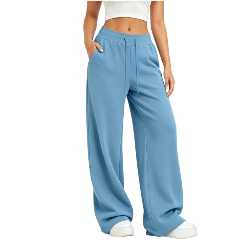 Pantalones suaves de pierna ancha para descansar en casa con cintura elástica alta