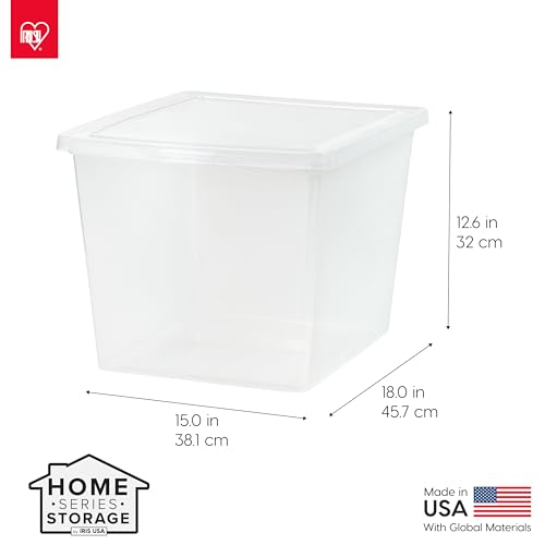 Image of IRIS USA 4-Pack Storage Bins with Lids, 36 Quart, Clear Stackable Containers Box Organize Shoes Closet Shelves Clothes Blankets Towels - BPA-Free Plastic