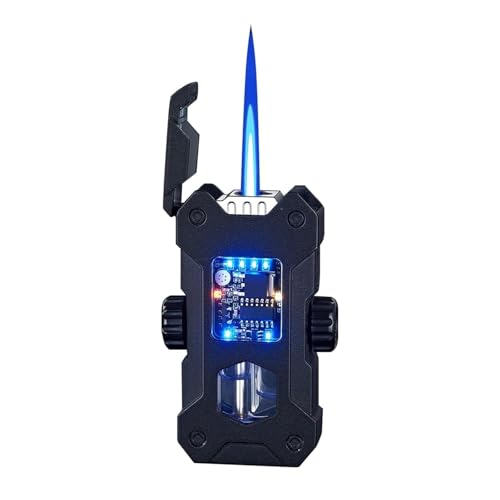 Encendedor inteligente de llama azul ajustable, recargable y resistente al viento 2