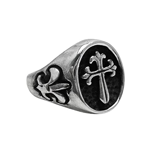 Fleur De Lis Ring Men ~ 925 Sterling Silver Ring Men ~ Signet Ring ~ Medieval Ring ~ Templar Ring ~ Religious Jewelry ~ Men Gift Ring ~ Cross Ring Men ~ Cross Rings ~ Engagement Ring