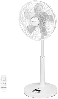 4UMOR DC Standing Fan, 16 inch Pedestal Fan with Remote Control, 20dB Quiet Floor Fan, 9 Speeds|4 Modes|9H Timer|90°Oscillation|Height Adjustable for Bedroom Home Office
