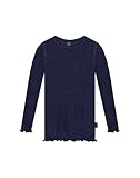 Dilling Pointelle Langarmshirt für Kinder aus Wolle und Seide - Dunkelnavy 146/152