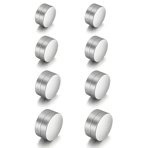 JEYORZY Juego de 4 pares de pendientes magnéticos - Plata, sin perforación, pendientes magnéticos para hombre y mujer, simplicidad, 6 mm, pulido, metal, magnéticos, monocolor | Ya disponible en tu tienda friki favorita! En mundofriki.es!