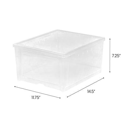 Iris Usa 4 Pack Shoe Storage Box, Clear Plastic Stackable Shoe Organizers For Closet, Space Saving Drop Front Sneaker Containers, Wide #TOP1