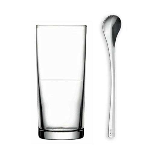 Topkapi Manhattan 250.654 - Set di 4 bicchieri XXL con cucchiaio per cocktail, latte macchiato, long drink, mojito, succo, acqua, altezza ~ 16 cm, 48 cl